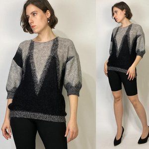 RELIGION Sweater SILVER TINSEL & GEOMETRIC Details! Medium